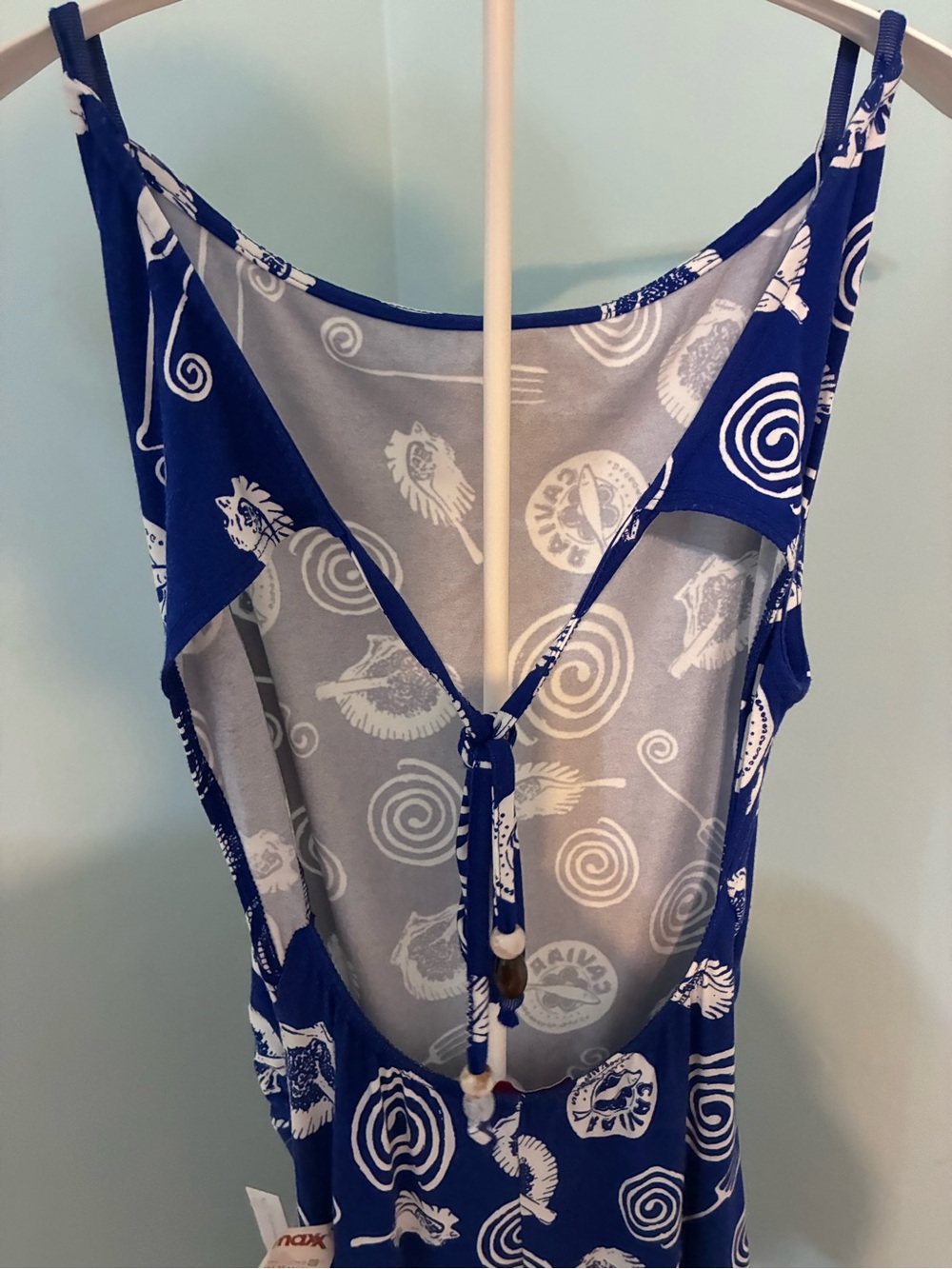 Lisa Says Gah Royal Blue and White Caviar Spiral Fork Halter Maxi Dress NWT - Picture 4 of 6
